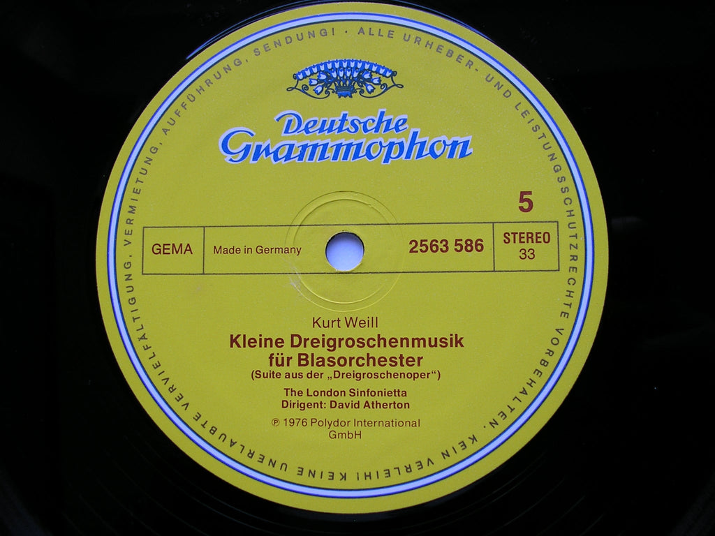 WEILL: MAHAGONNY / PANTOMIME / VIOLIN CONCERTO / BERLIN REQUIEM     SOLOISTS / LONDON SINFONIETTA / ATHERTON    3LP     2740 153