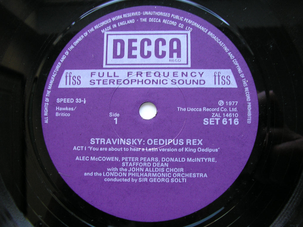 STRAVINSKY: OEDIPUS REX    PEARS / MEYER / LONDON PHILHARMONIC / SOLTI      SET 616