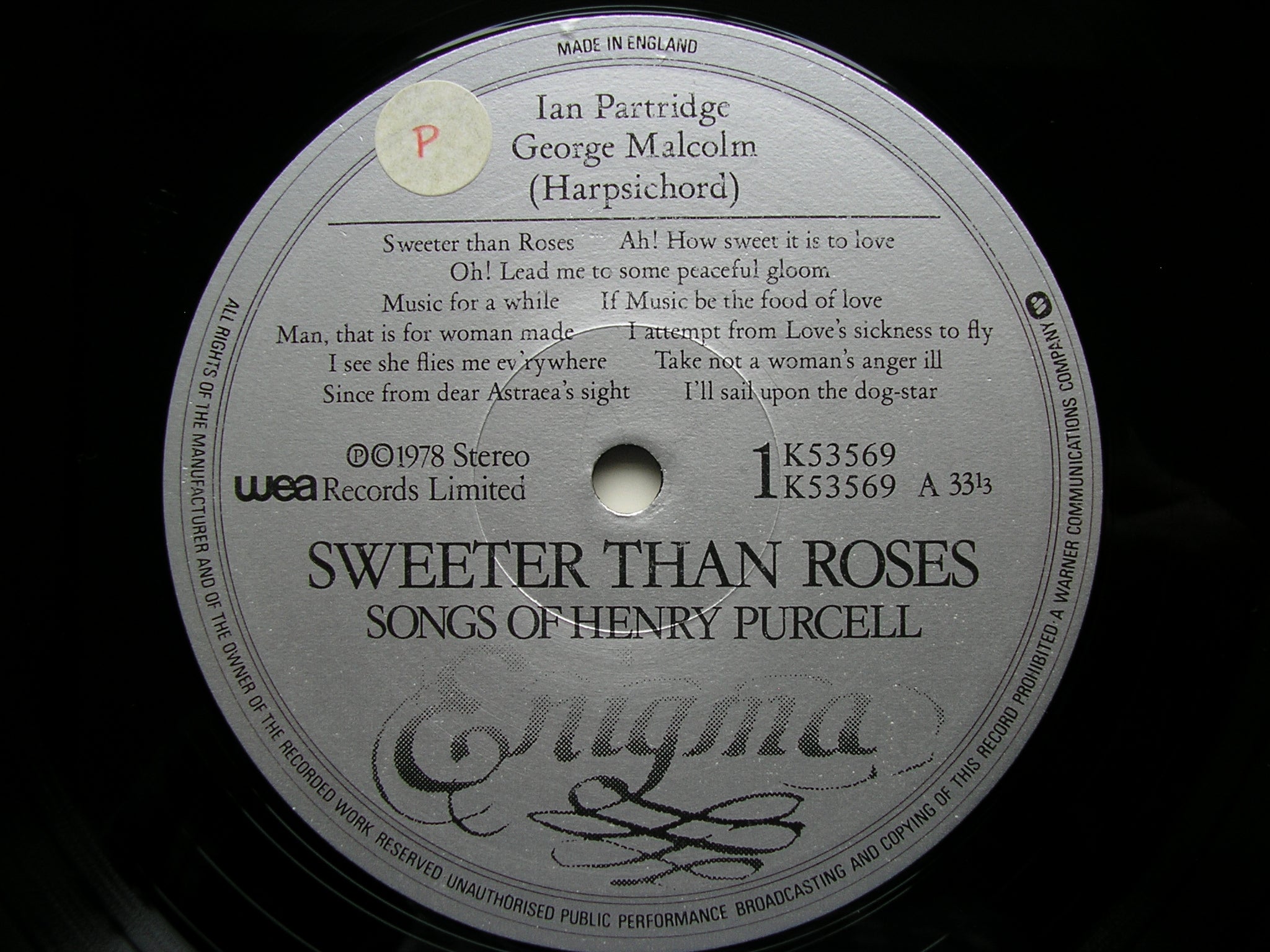 PURCELL: SONGS     IAN PARTRIDGE / GEORGE MALCOLM    K53569