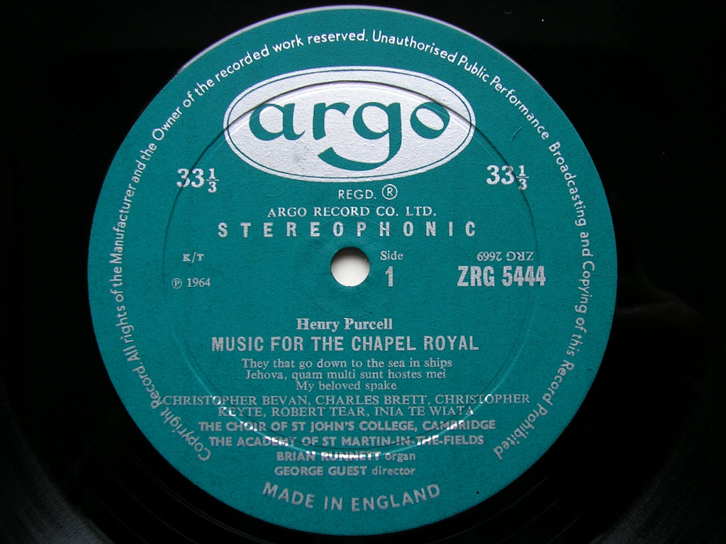 PURCELL: MUSIC FOR THE CHAPEL ROYAL    SOLOISTS / ASMIF / CHOIR OF ST JOHN'S COLLEGE / GUEST     ZRG 5444