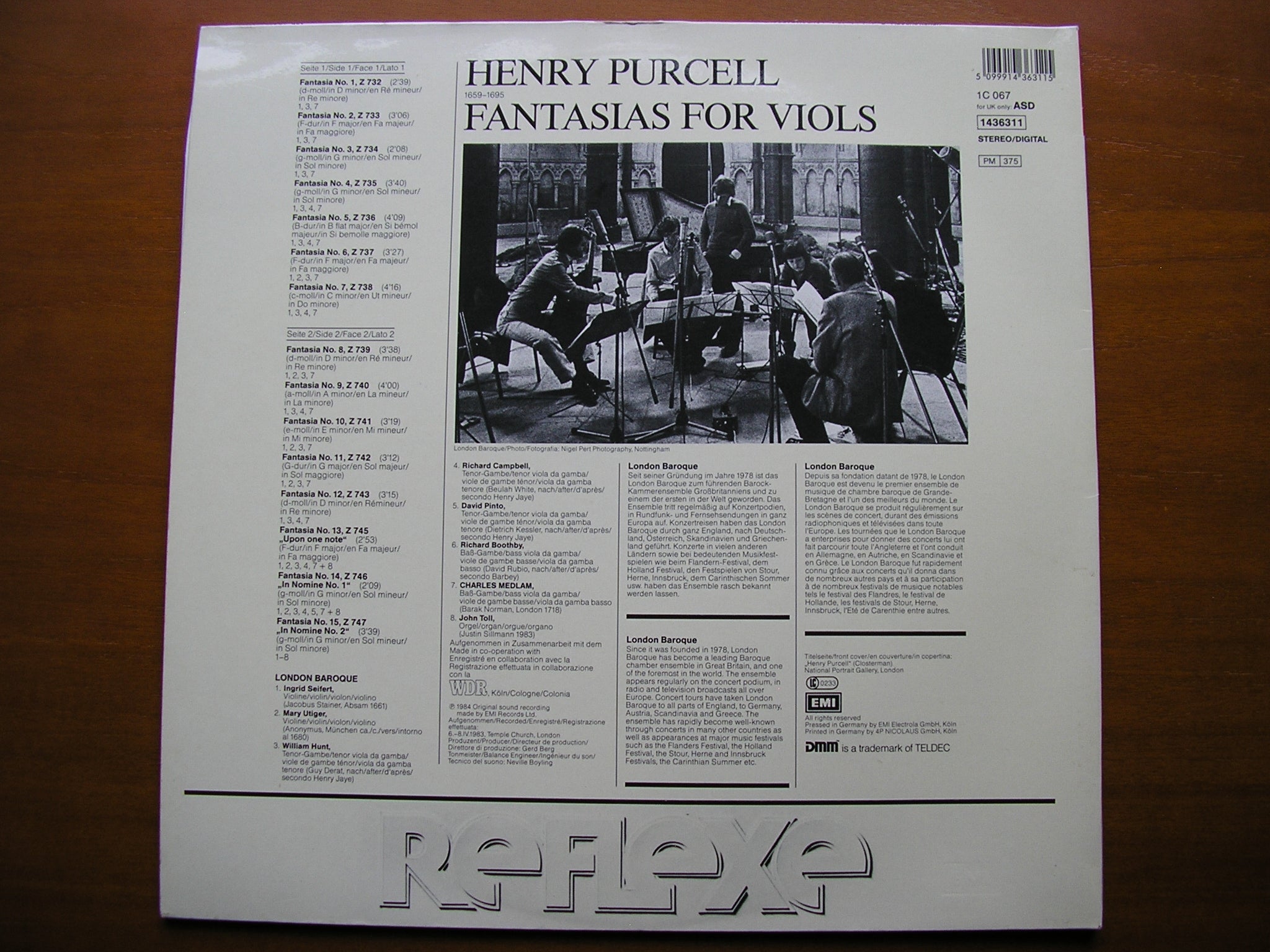 PURCELL: FANTASIAS FOR STRINGS      LONDON BAROQUE     ASD 1436311