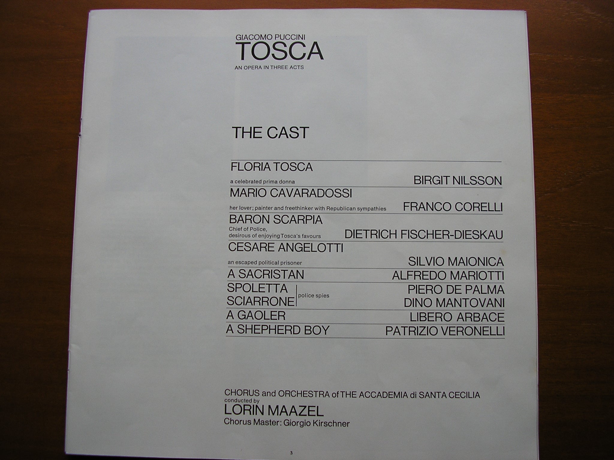 PUCCINI: TOSCA - NILSSON / CORELLI / FISCHER-DIESKAU / SANTA CECILIA ROME / MAAZEL    SET 341 - 2