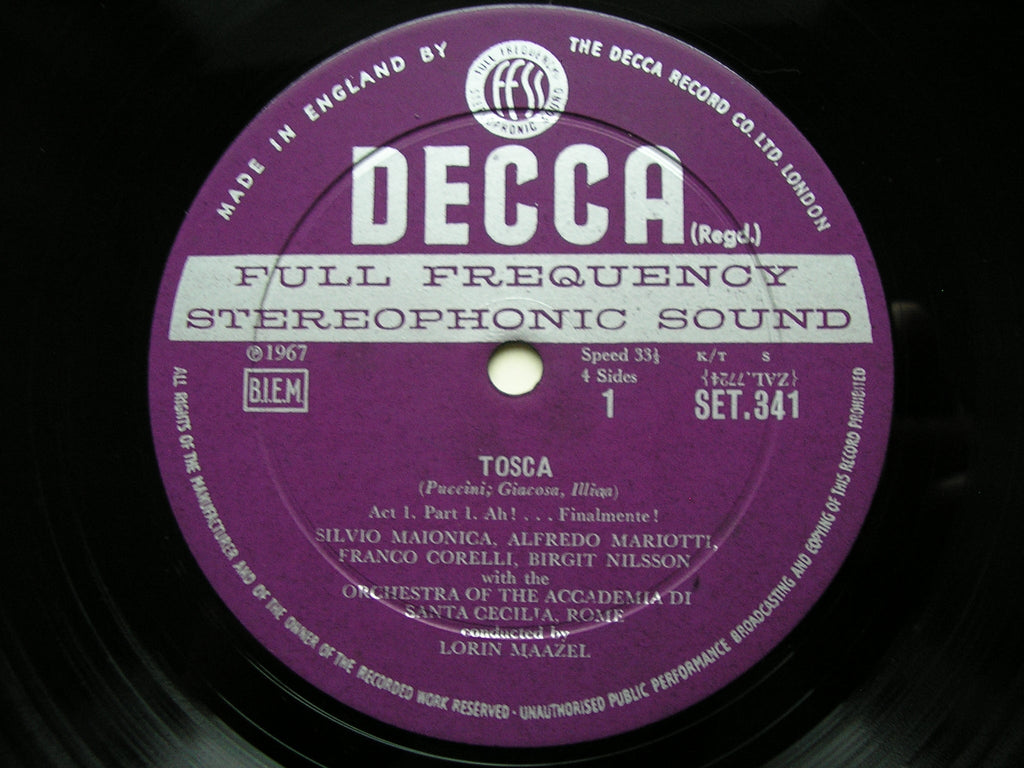 PUCCINI: TOSCA - NILSSON / CORELLI / FISCHER-DIESKAU / SANTA CECILIA ROME / MAAZEL    SET 341 - 2