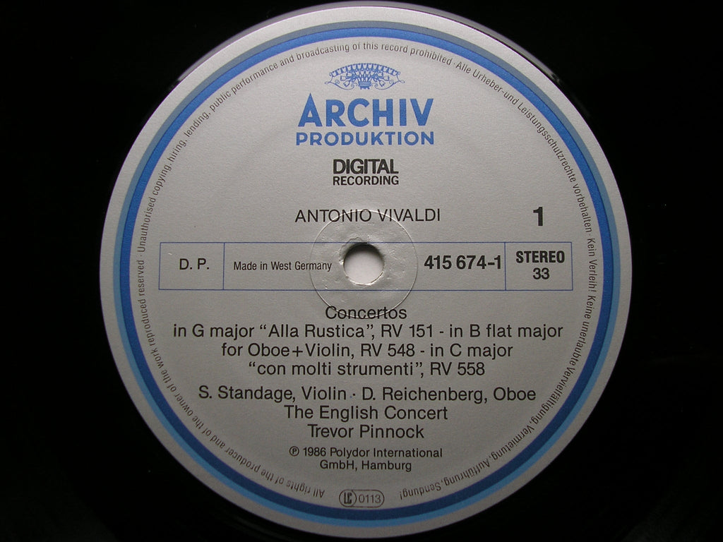VIVALDI: ALLA RUSTICA  Six Concertos     SOLOISTS / THE ENGLISH CONCERT / PINNOCK    415 674