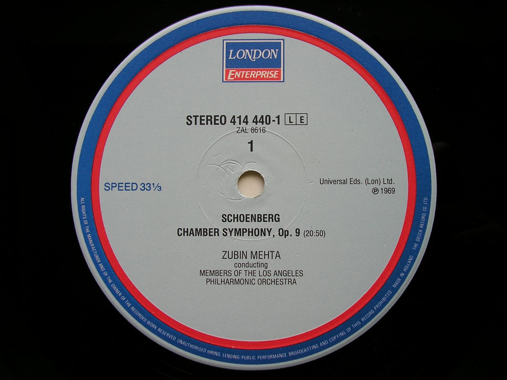 SCHOENBERG: CHAMBER SYMPHONY Op. 9 / VARIATIONS Op. 31       MEHTA / LOS ANGELES PHILHARMONIC     414 440