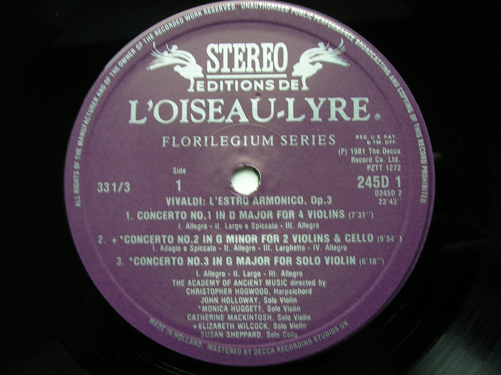 VIVALDI: L'ESTRO ARMONICO Op. 3       ACADEMY OF ANCIENT MUSIC / HOGWOOD     2LP    D245D2
