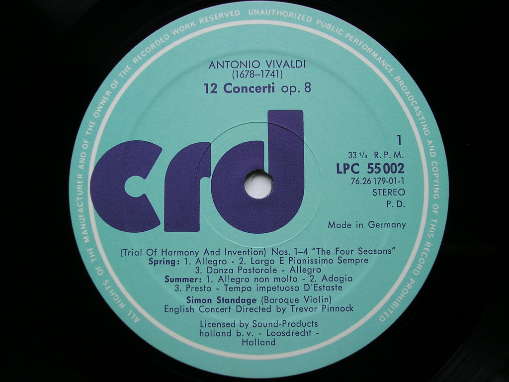 VIVALDI: THE CONTEST BETWEEN HARMONY & INVENTION  Op. 8       STANDAGE / ENGLISH CONCERT / PINNOCK    3 LP    CRD 1092/94