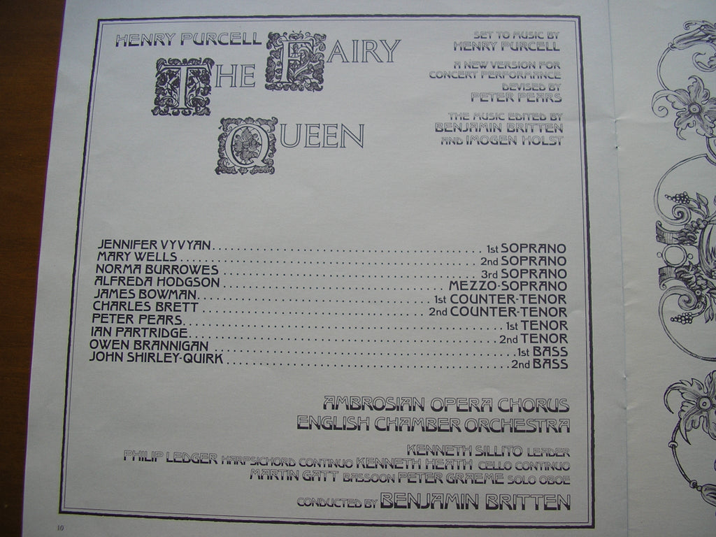 PURCELL: THE FAIRY QUEEN  (1692)      SOLOISTS / ENGLISH CHAMBER ORCHESTRA / BRITTEN    2LP     SET 499 - 500