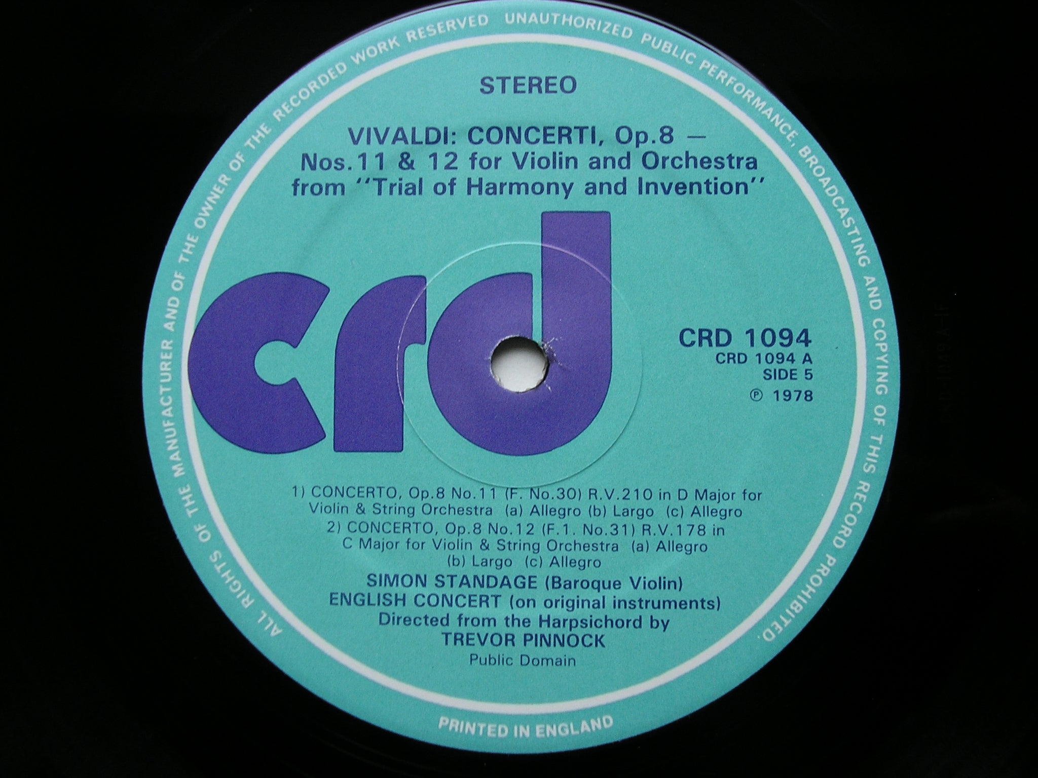 VIVALDI: THE CONTEST BETWEEN HARMONY & INVENTION  Op. 8       STANDAGE / ENGLISH CONCERT / PINNOCK    3 LP    CRD 1092/94