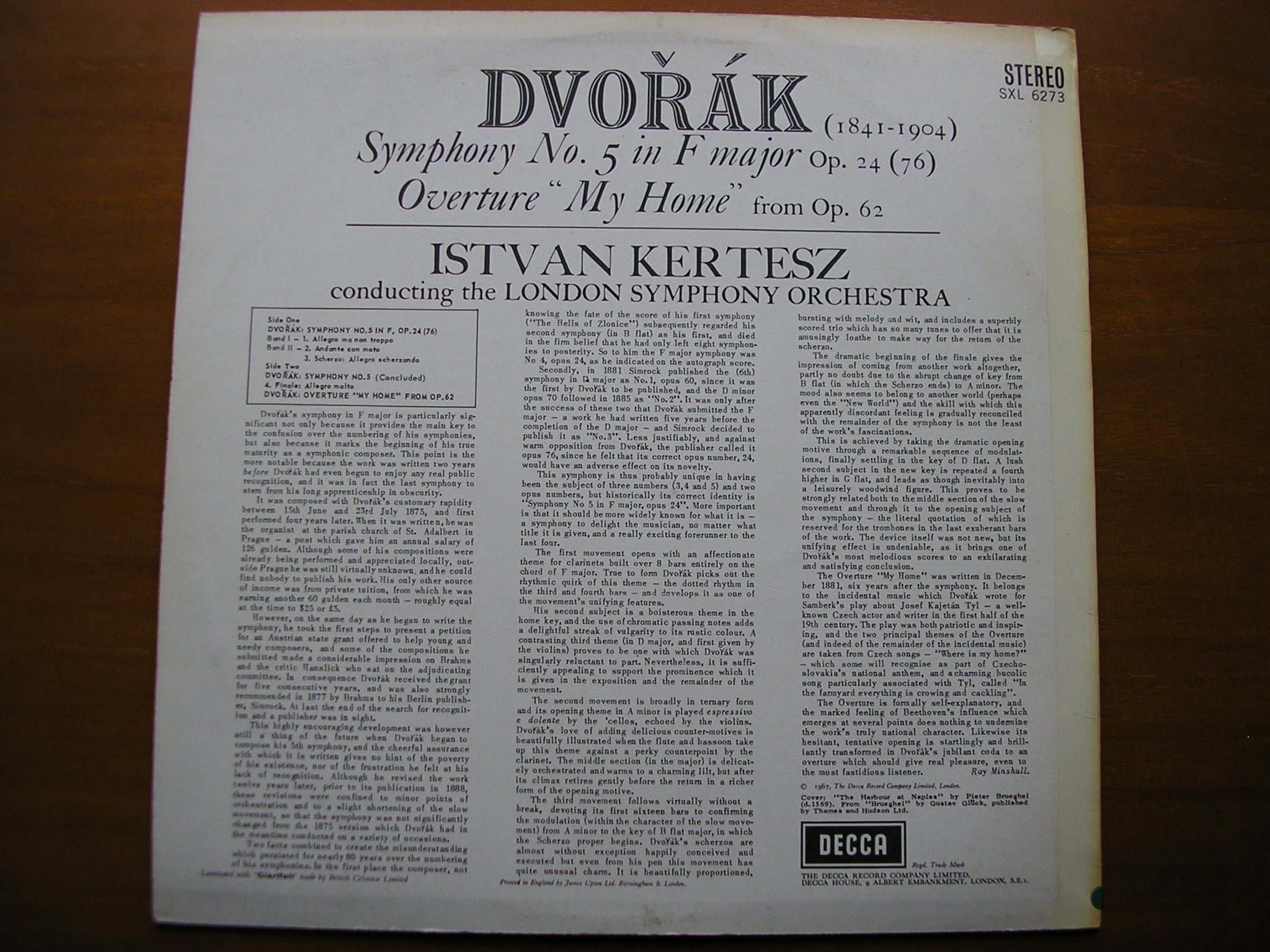 DVORAK: SYMPHONY No. 5 / OVERTURE 'MY HOME'     KERTESZ / LONDON SYMPHONY    ED2