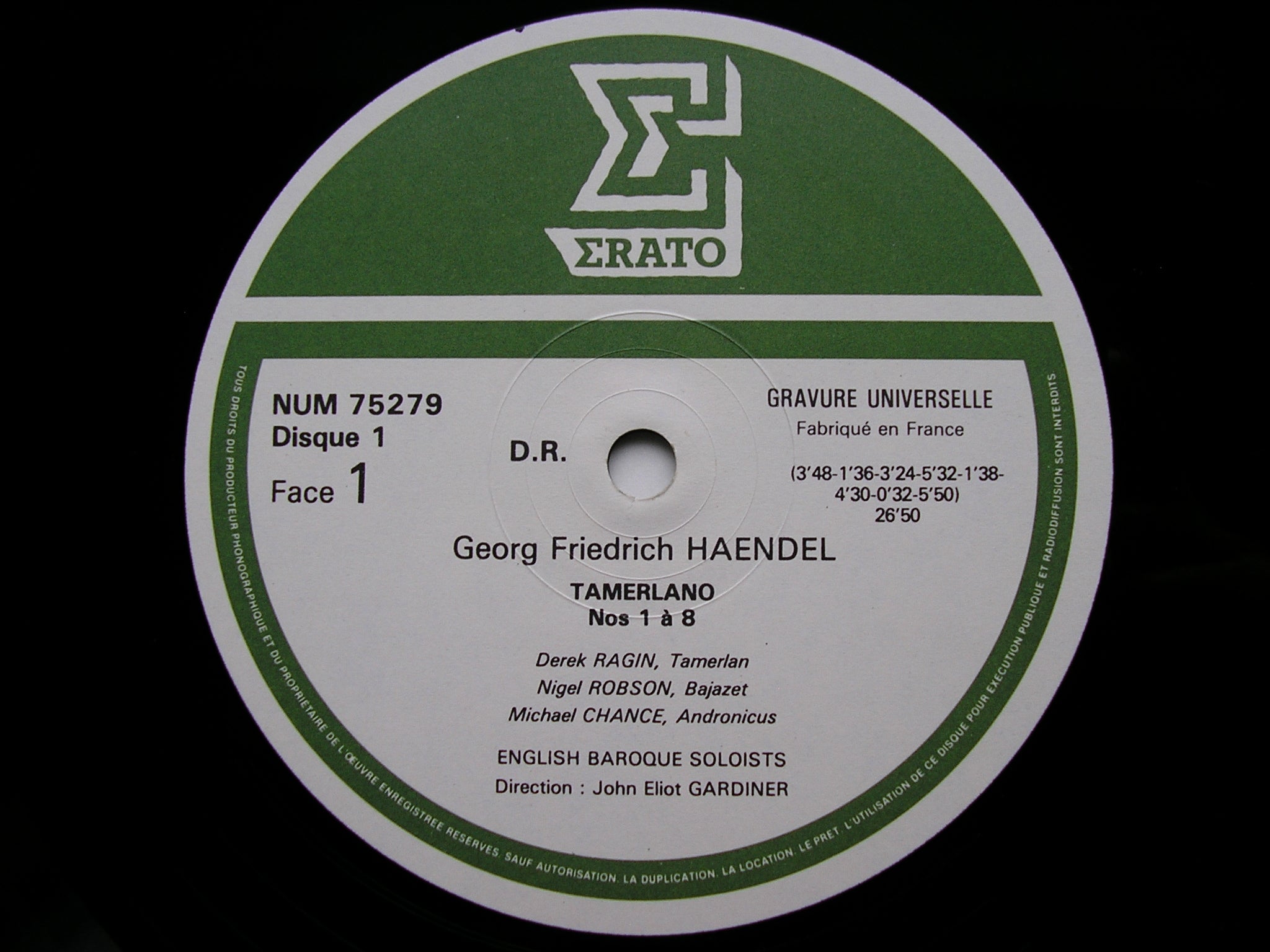 HANDEL:  TAMERLANO (1724)    SOLOISTS / ENGLISH BAROQUE SOLOISTS / GARDINER    3LP    NUM 75278