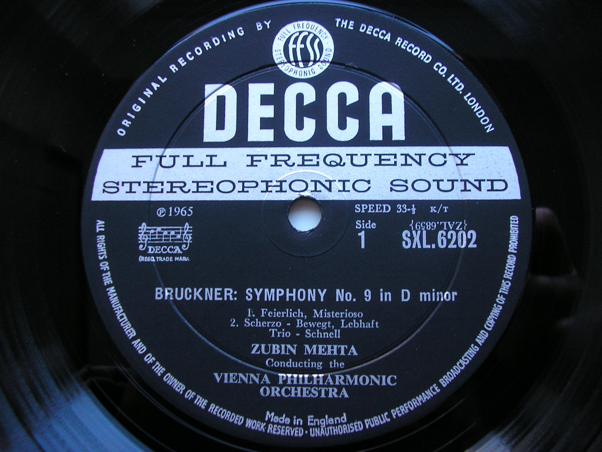 SXL 6202 BRUCKNER: SYMPHONY No. 9 MEHTA / VIENNA PHILHARMONIC