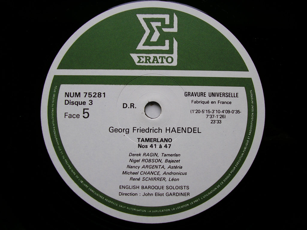 HANDEL:  TAMERLANO (1724)    SOLOISTS / ENGLISH BAROQUE SOLOISTS / GARDINER    3LP    NUM 75278