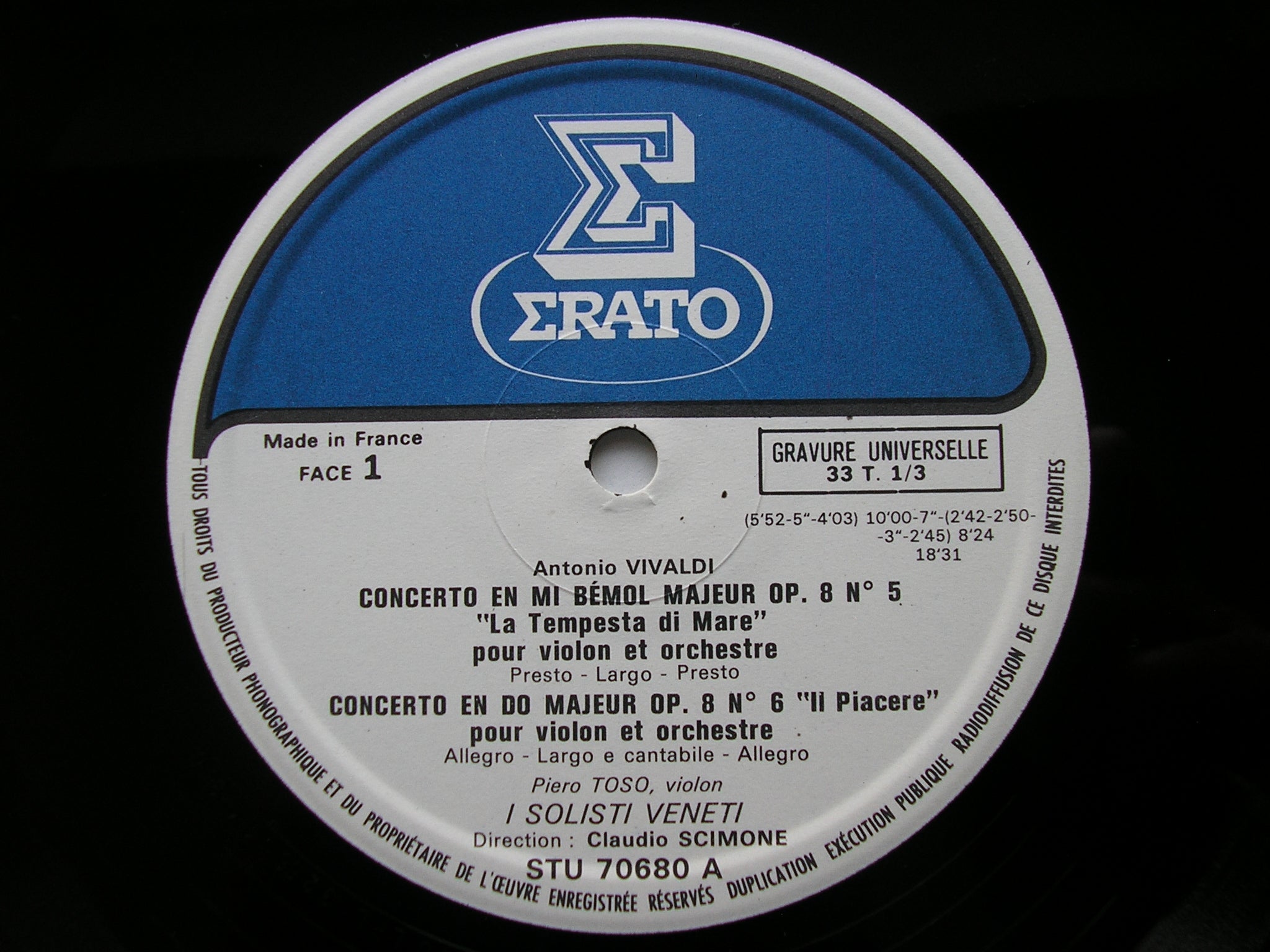 VIVALDI: THE CONTEST BETWEEN HARMONY & INVENTION  Op. 8      SCIMONE / I SOLOISTI VENETI       3LP       STU 70679 / 81