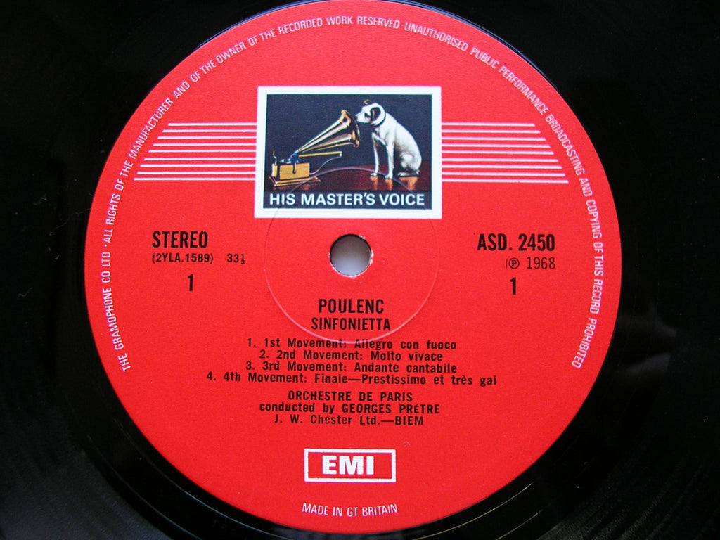 POULENC: SINFONIETTA / SUITE FRANCAISE / TWO MARCHES      PRETRE / ORCHESTRE DE PARIS     ASD 2450