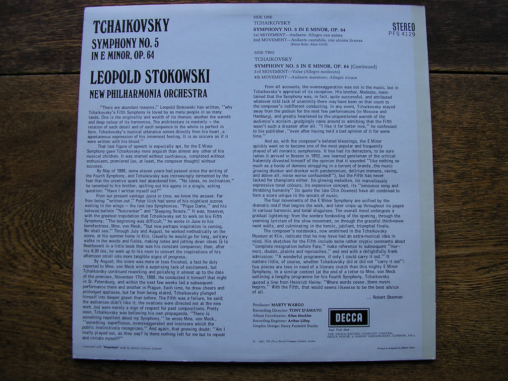 TCHAIKOVSKY: SYMPHONY No. 5   STOKOWSKI / NEW PHILHARMONIA   PFS 4129