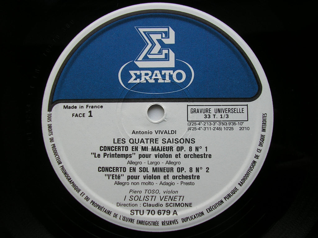 VIVALDI: THE CONTEST BETWEEN HARMONY & INVENTION  Op. 8      SCIMONE / I SOLOISTI VENETI       3LP       STU 70679 / 81