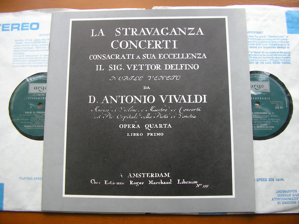 VIVALDI: LA STRAVAGANZA Op. 4       KAINE / LOVEDAY / ASMIF / MARRINER     2 LP      ZRG 800/1