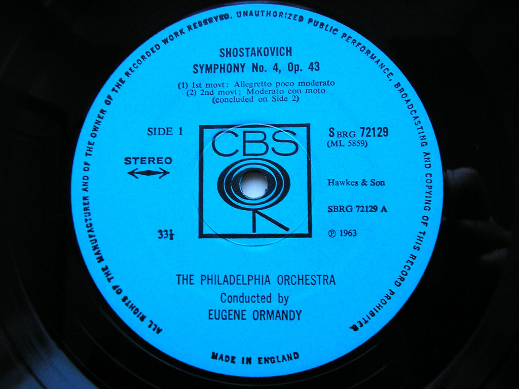 SHOSTAKOVICH: SYMPHONY No. 4   ORMANDY / PHILADELPHIA ORCHESTRA   72129