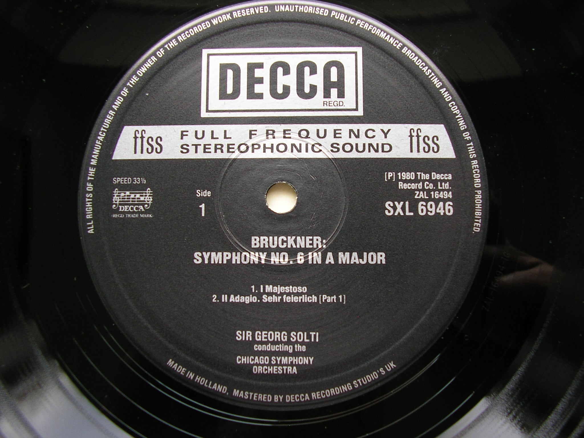 BRUCKNER: SYMPHONY No. 6     SOLTI / CHICAGO SYMPHONY      SXL 6946