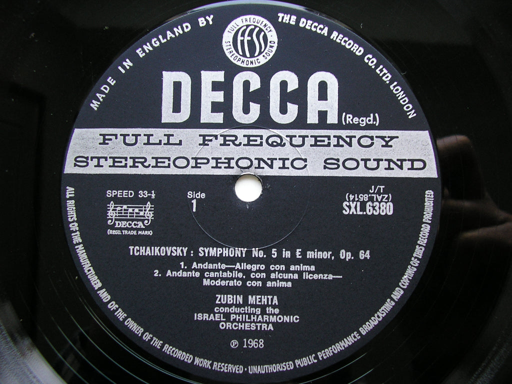 SXL 6380 TCHAIKOVSKY: SYMPHONY No. 5      MEHTA / ISRAEL PHILHARMONIC    ED3