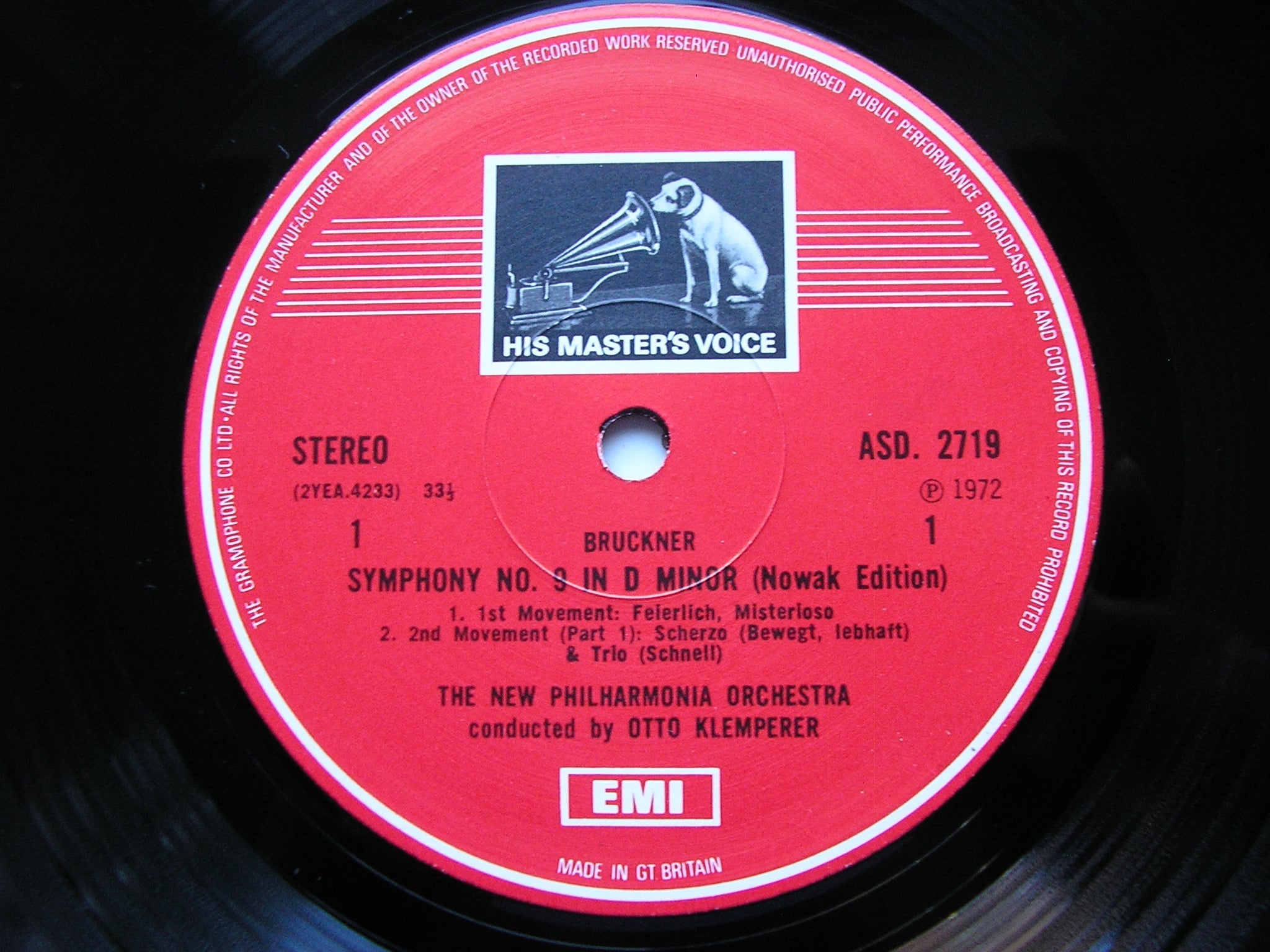 BRUCKNER: SYMPHONY No. 9    KLEMPERER / NEW PHILHARMONIA     ASD 2719