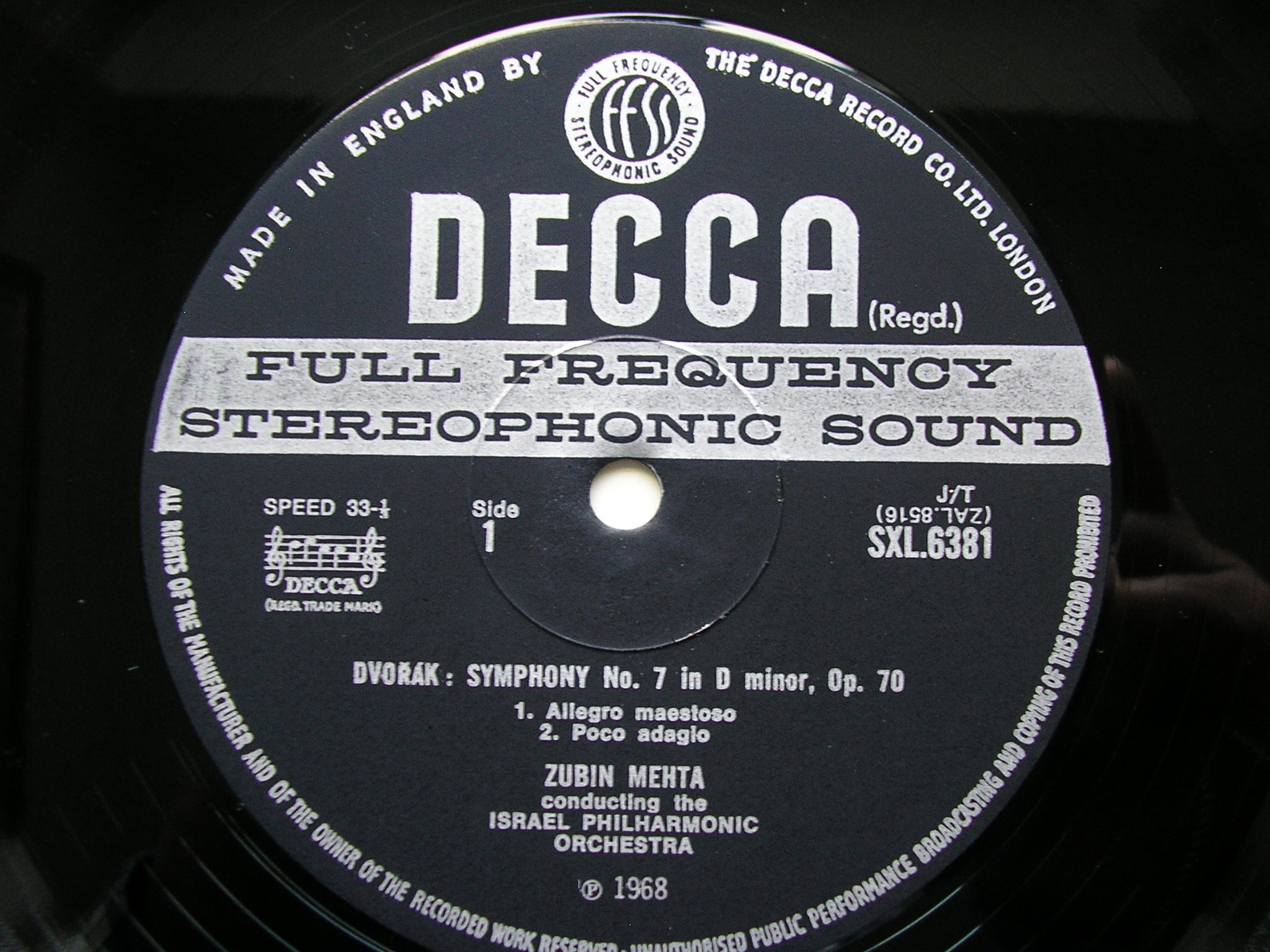 SXL 6381 DVORAK: SYMPHONY No. 7      MEHTA / ISRAEL PHILHARMONIC      ED3