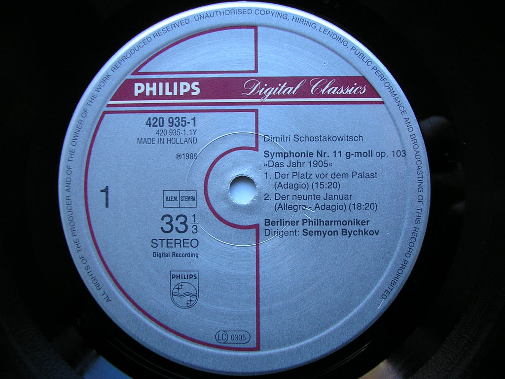 SHOSTAKOVICH: SYMPHONY No. 11  BYCHKOV / BERLIN PHILHARMONIC   420 935