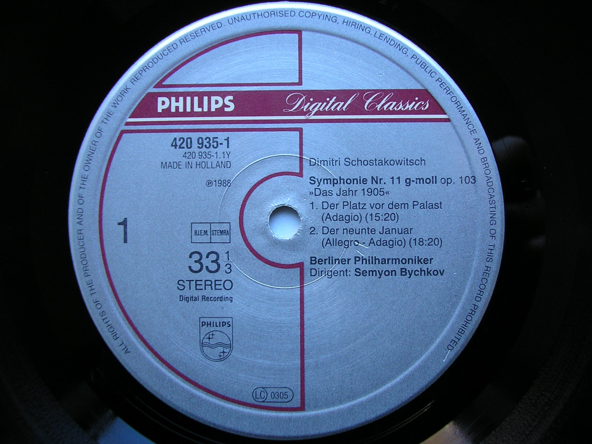 SHOSTAKOVICH: SYMPHONY No. 11  BYCHKOV / BERLIN PHILHARMONIC   420 935