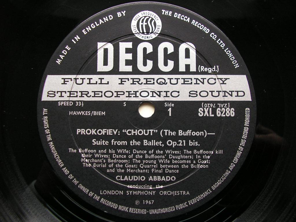 SXL 6286  PROKOFIEV: ROMEO & JULIET / CHOUT   excerpts    ABBADO / LONDON SYMPHONY    ED2