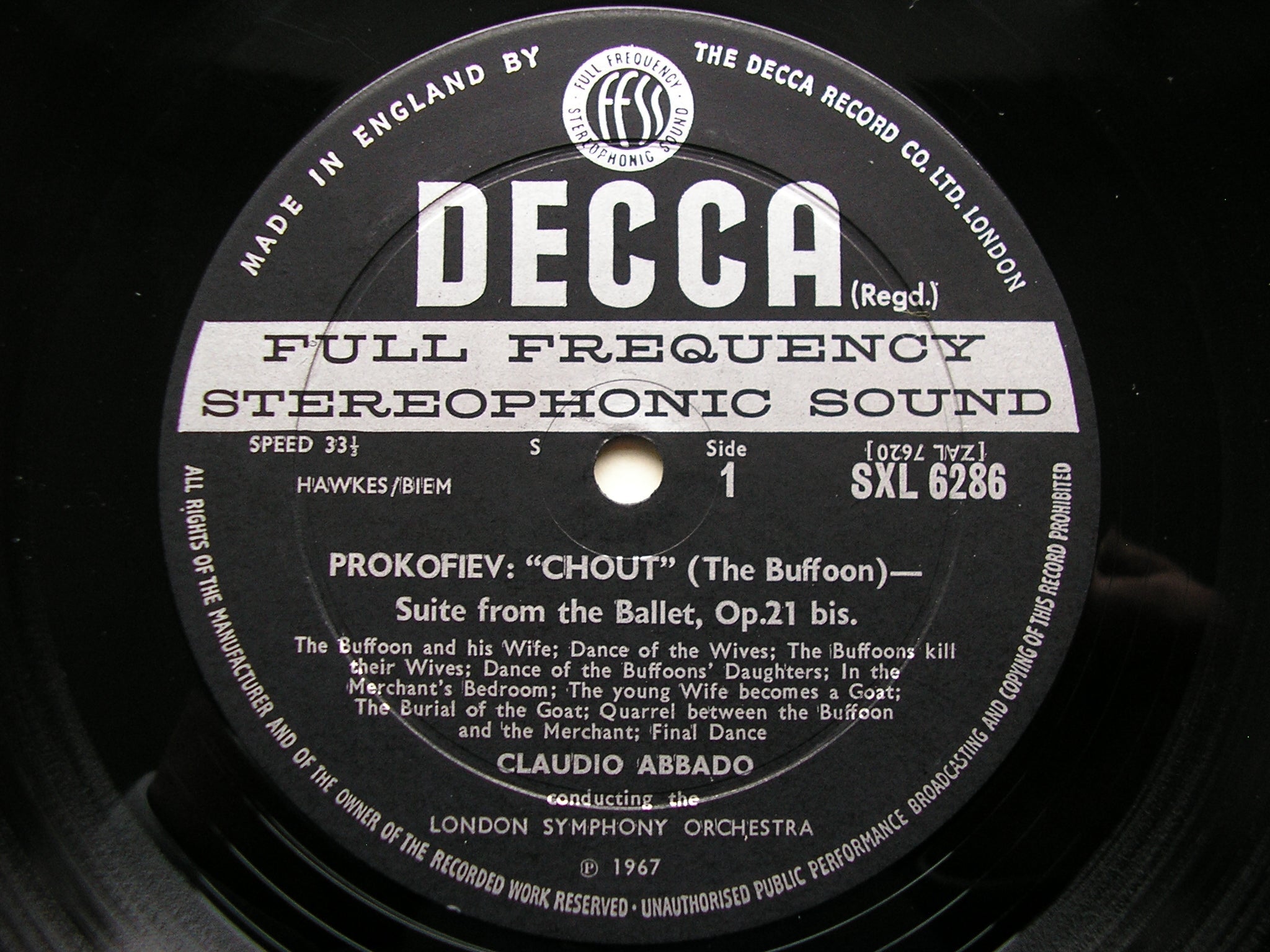 SXL 6286  PROKOFIEV: ROMEO & JULIET / CHOUT   excerpts    ABBADO / LONDON SYMPHONY    ED2