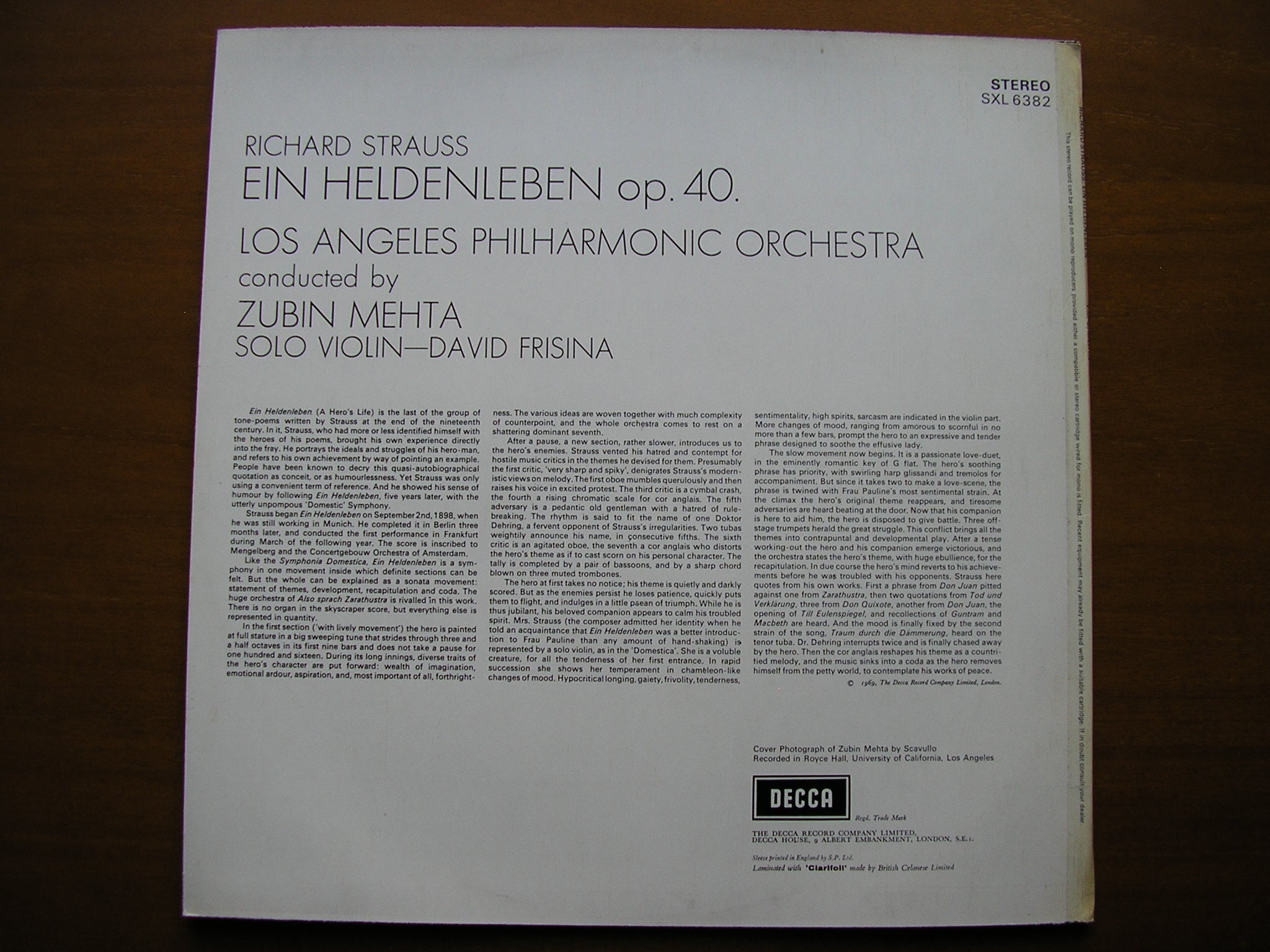 SXL 6382 STRAUSS: EIN HEDENLEBEN      MEHTA / LOS ANGELES PHILHARMONIC    ED3