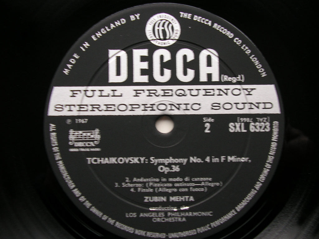 SXL 6323 TCHAIKOVSKY: SYMPHONY No. 4 MEHTA / LOS ANGELES PHILHARMONIC