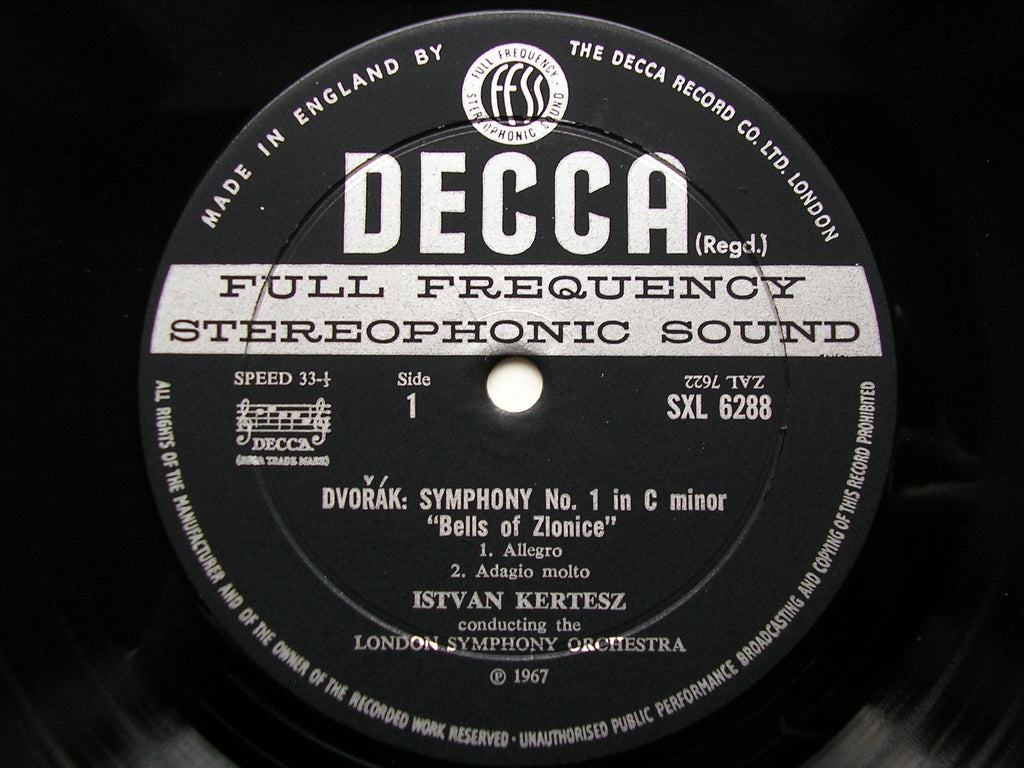SXL 6288  DVORAK: SYMPHONY No. 1  'Bells of Zlonice'     KERTESZ / LONDON SYMPHONY    ED2