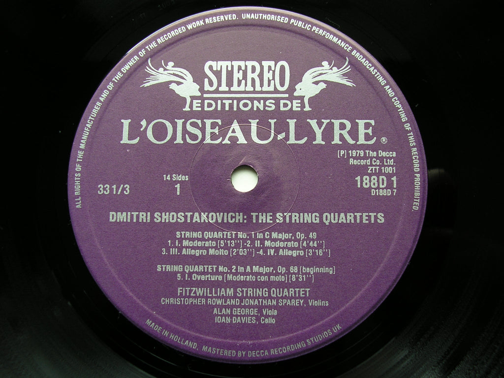 SHOSTAKOVICH: STRING QUARTETS Nos. 1 - 15      FITZWILLIAM STRING QUARTET      D188 D7
