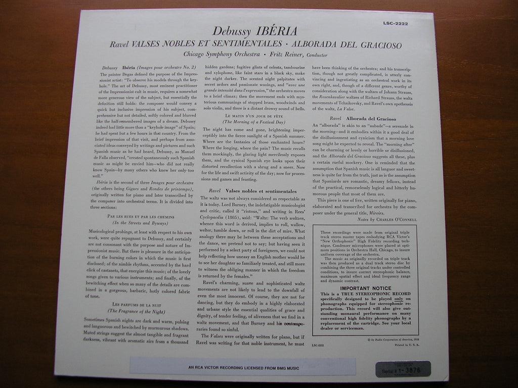 IBERIA: MUSIC OF DEBUSSY & RAVEL    REINER / CHICAGO SYMPHONY ORCHESTRA     LSC 2222