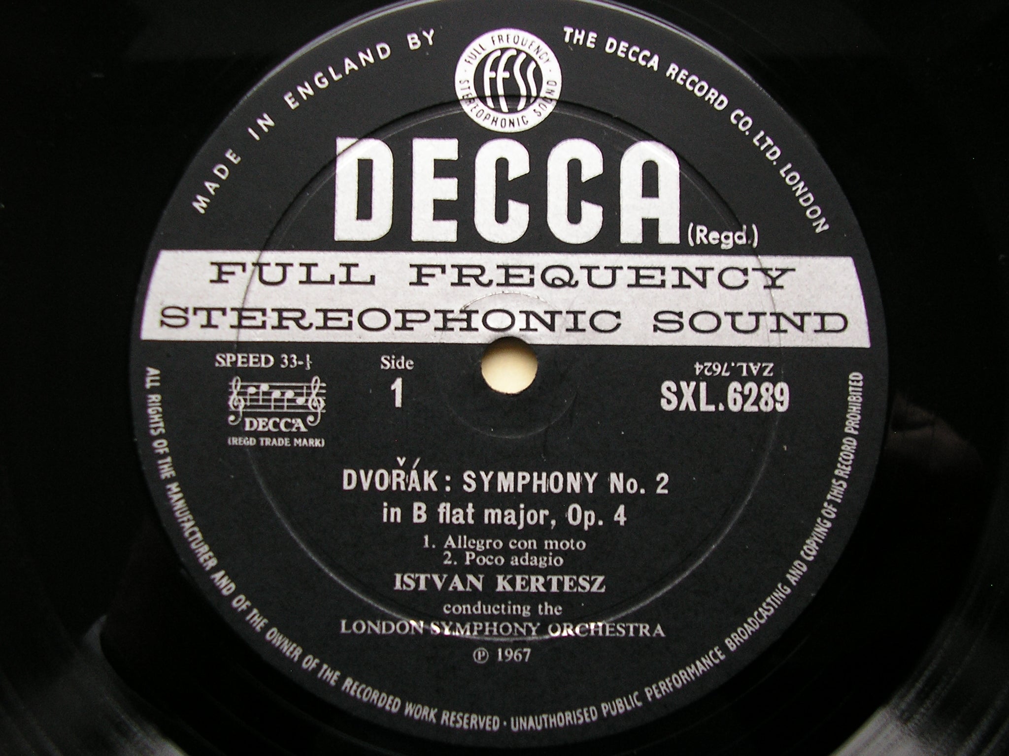 SXL 6289  DVORAK: SYMPHONY No. 2      KERTESZ / LONDON SYMPHONY    ED2
