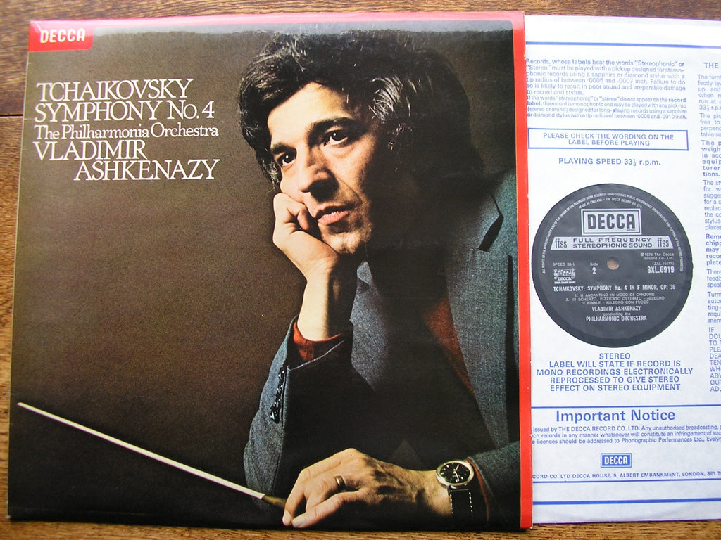 SXL 6919 TCHAIKOVSKY: SYMPHONY No. 4 ASHKENAZY / PHILHARMONIA ORCHESTRA