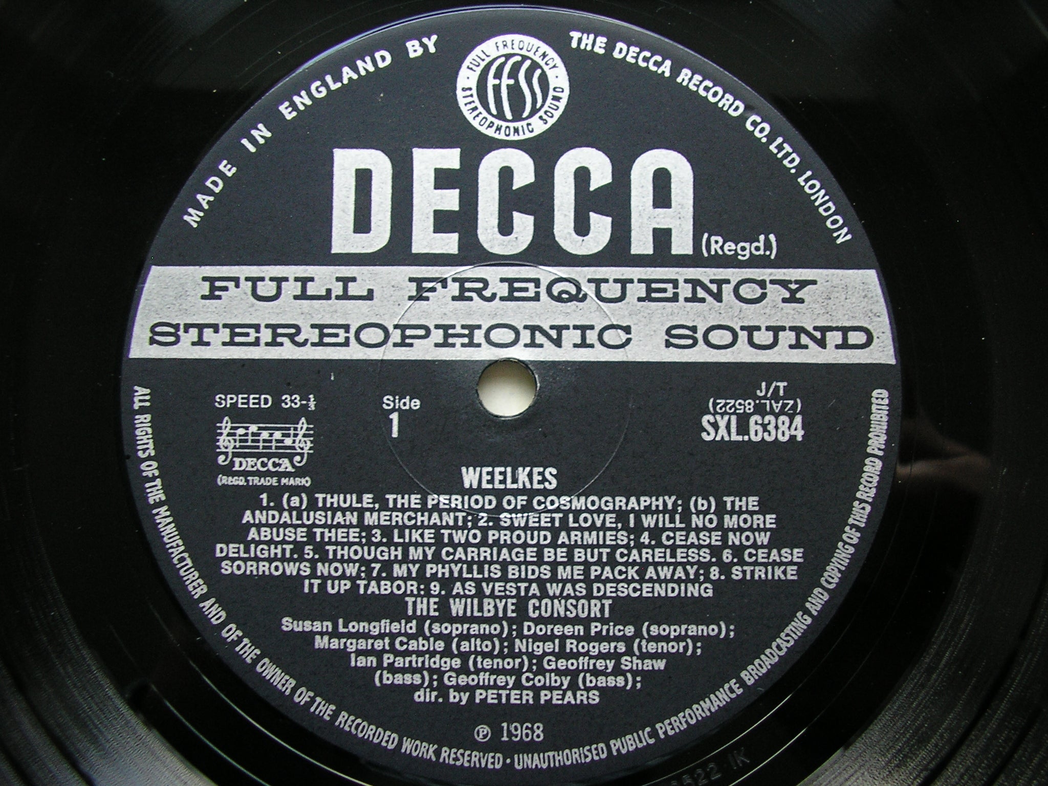SXL 6384 WEELKES: MADRIGALS      THE WILBYE CONSORT / PEARS      ED3