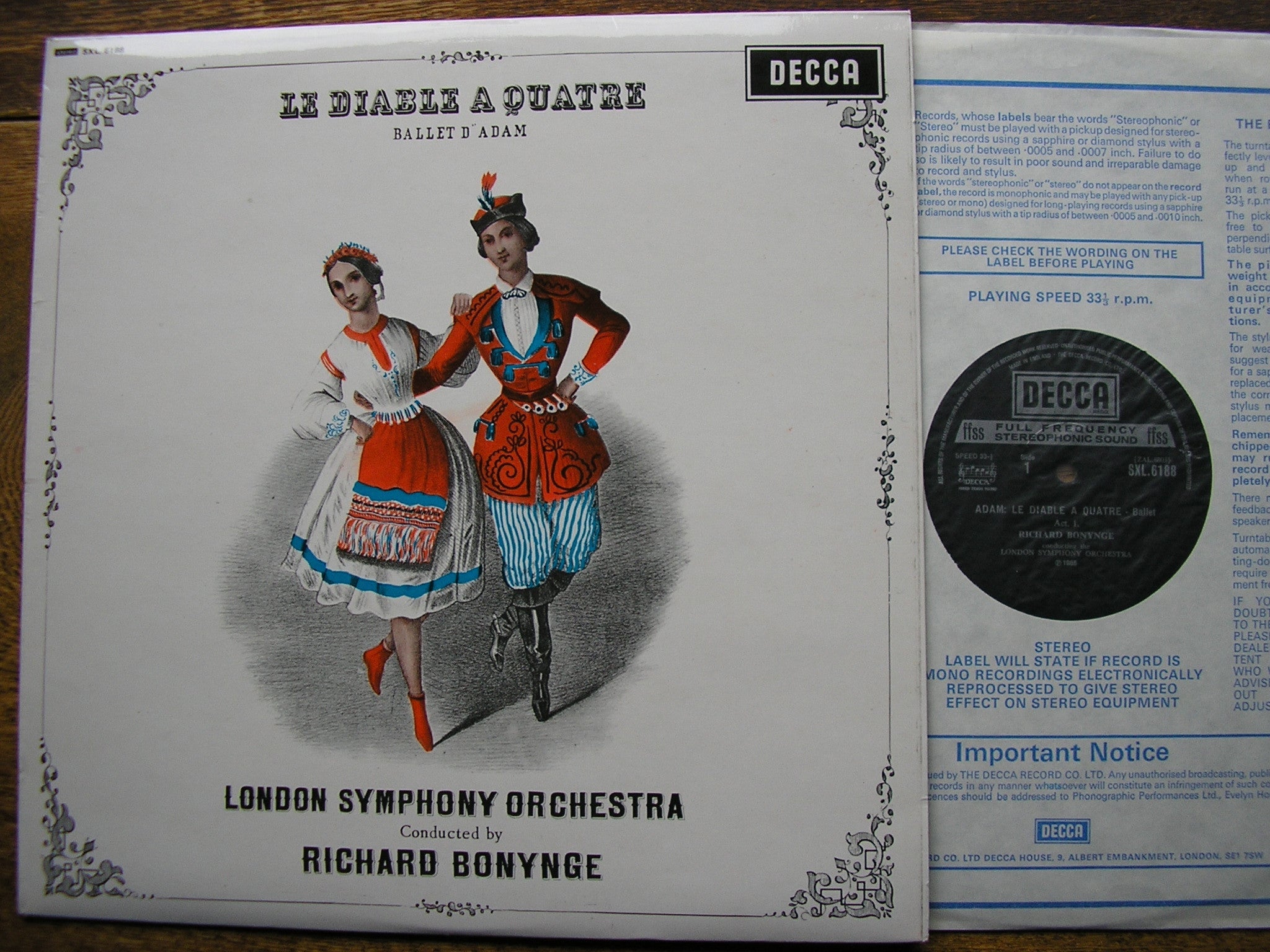 ADAM: LE DIABLE A QUATRE      BONYNGE / LONDON SYMPHONY ORCHESTRA      SXL 6188