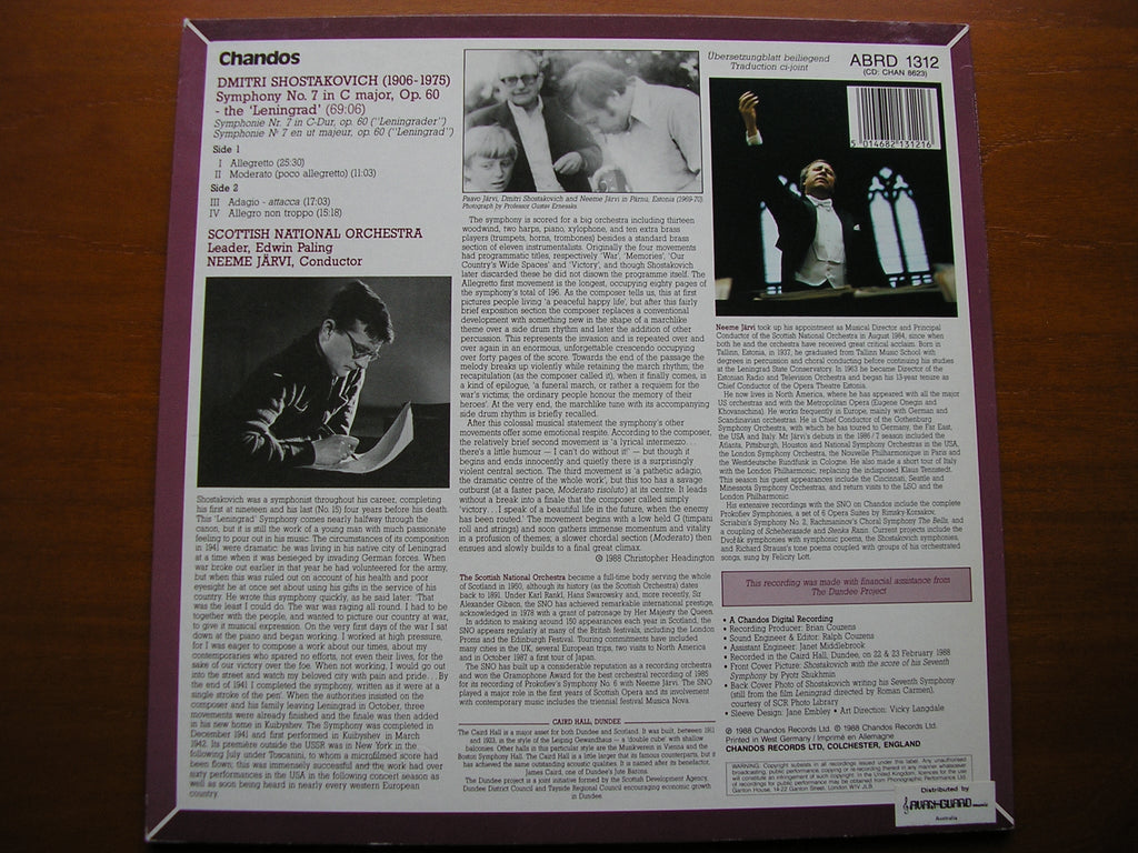 SHOSTAKOVICH: SYMPHONY No. 7 'Leningrad'   NEEME JARVI / SCOTTISH NATIONAL ORCHESTRA   ABRD 1312