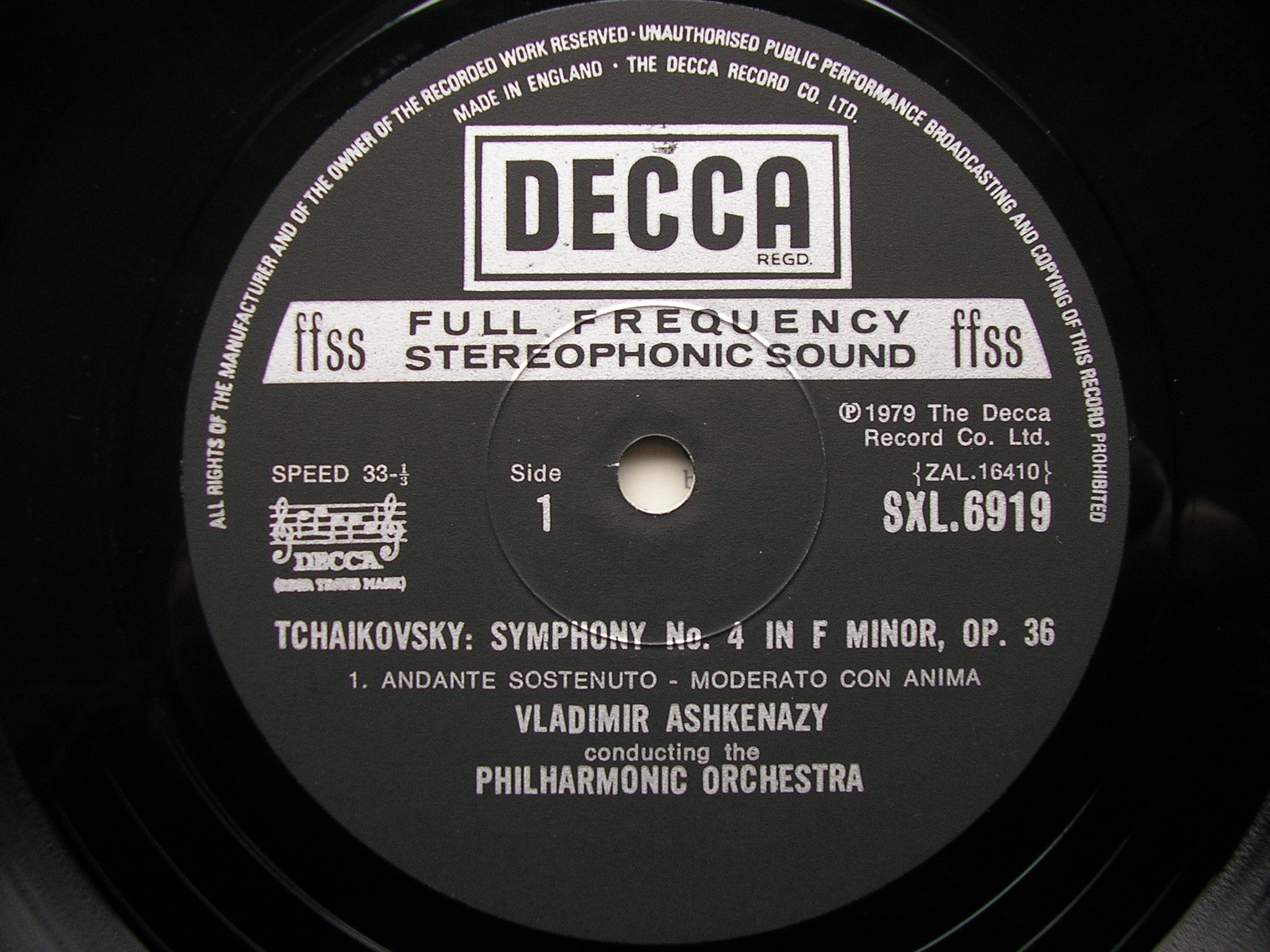 SXL 6919 TCHAIKOVSKY: SYMPHONY No. 4 ASHKENAZY / PHILHARMONIA ORCHESTRA