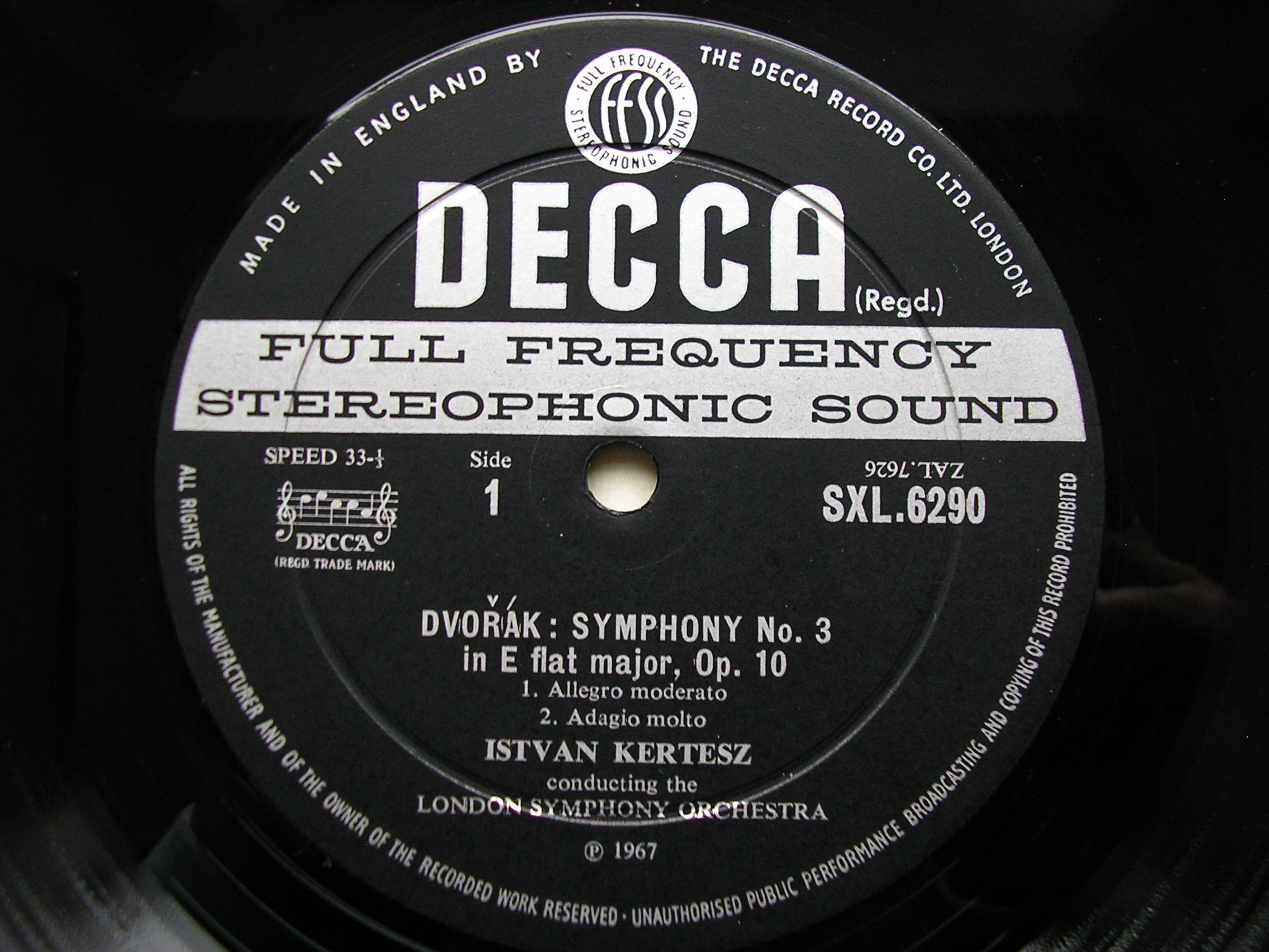 SXL 6290  DVORAK: SYMPHONY No. 3 / HUSSITE OVERTURE      KERTESZ / LONDON SYMPHONY    ED2