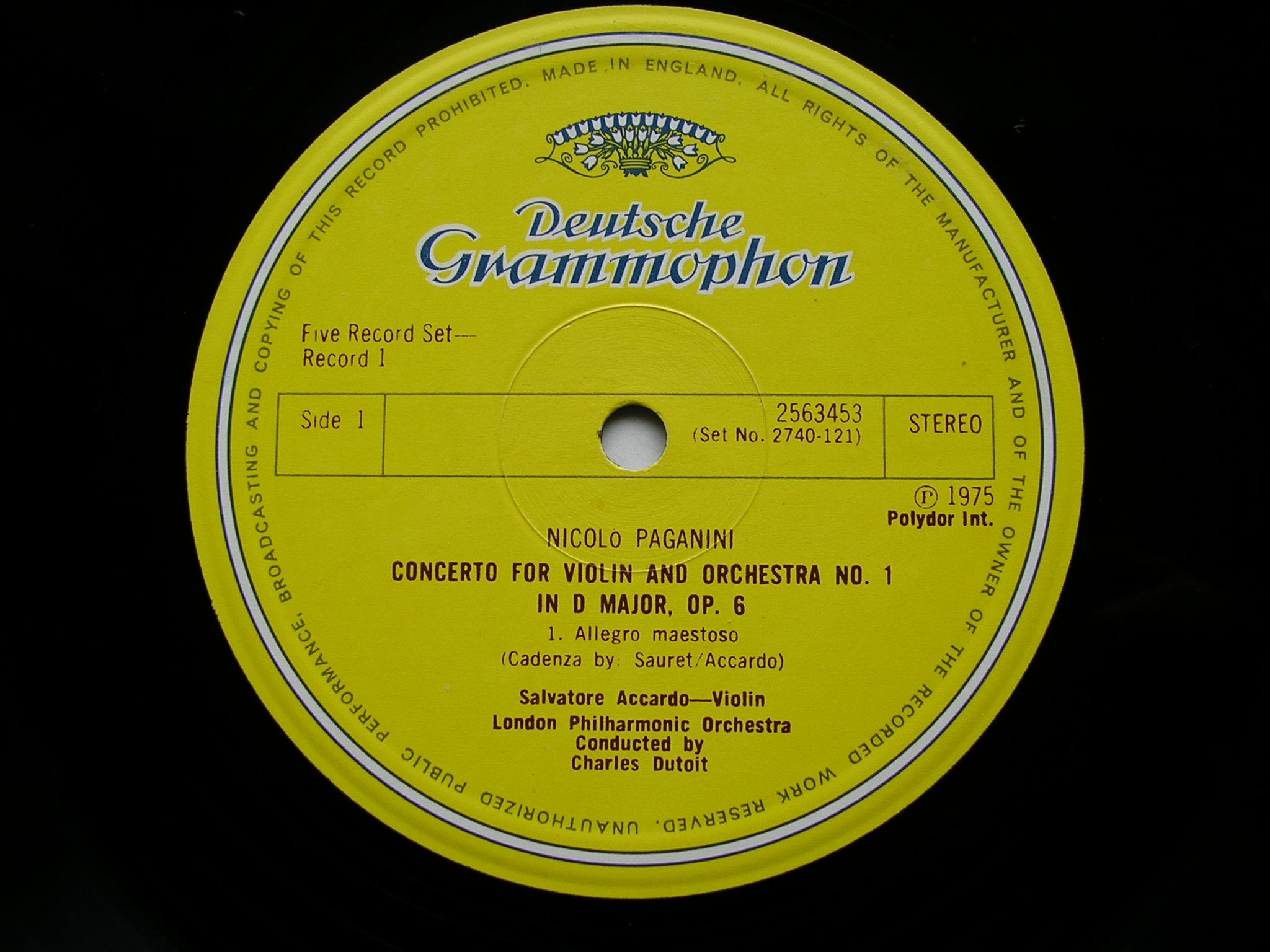 PAGANINI: VIOLIN CONCERTOS      ACCARDO / LONDON PHILHARMONIC / DUTOIT     5LP     2740 121