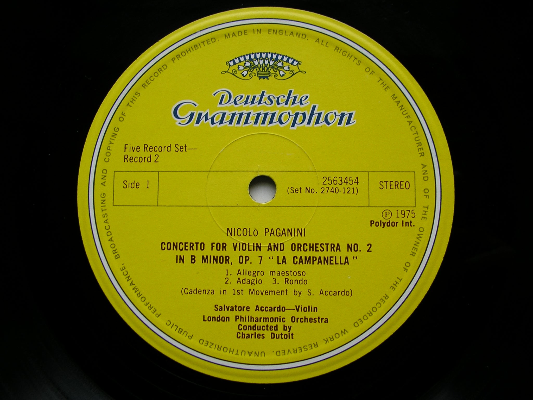 PAGANINI: VIOLIN CONCERTOS      ACCARDO / LONDON PHILHARMONIC / DUTOIT     5LP     2740 121
