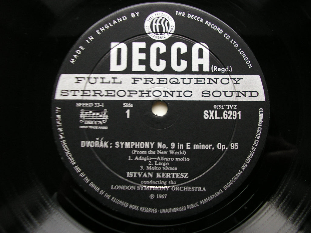 SXL 6291  DVORAK: SYMPHONY No. 9  From the New World  / OVERTURE Othello       KERTESZ / LONDON SYMPHONY     ED2