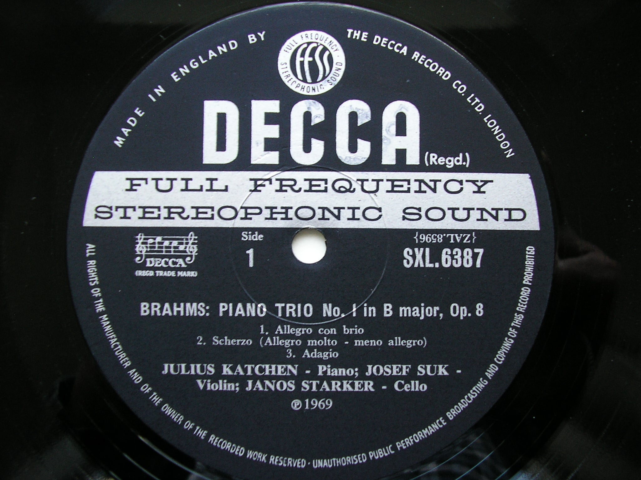 SXL 6387 BRAHMS: PIANO TRIOS Nos. 1 & 3    KATCHEN / SUK / STARKER     ED3
