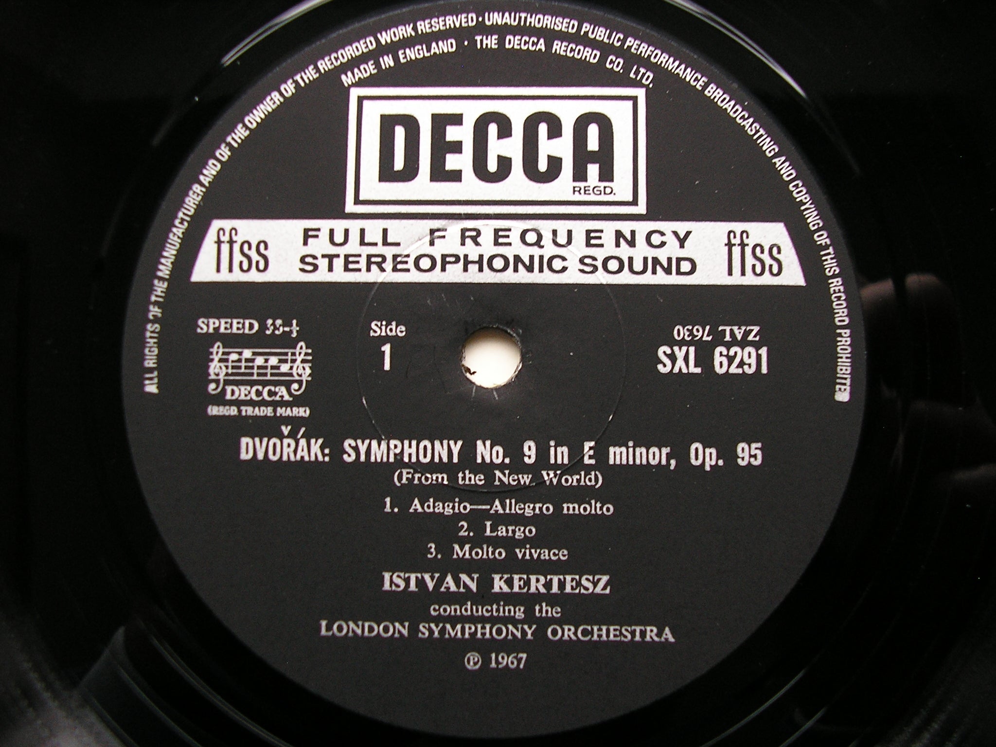 SXL 6291  DVORAK: SYMPHONY No. 9  /  OVERTURE Othello      KERTESZ / LONDON SYMPHONY     ED4