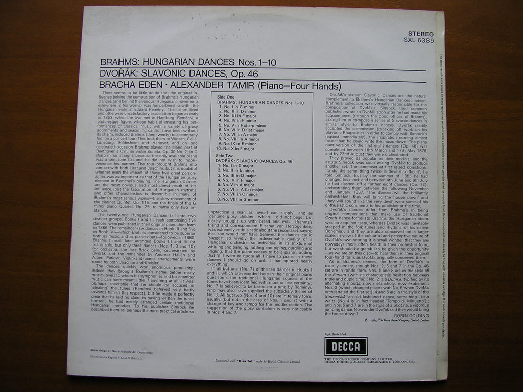 SXL 6389 BRAHMS: HUNGARIAN DNCES / DVORAK: SLAVONIC DANCES     EDEN & TAMIR     ED3