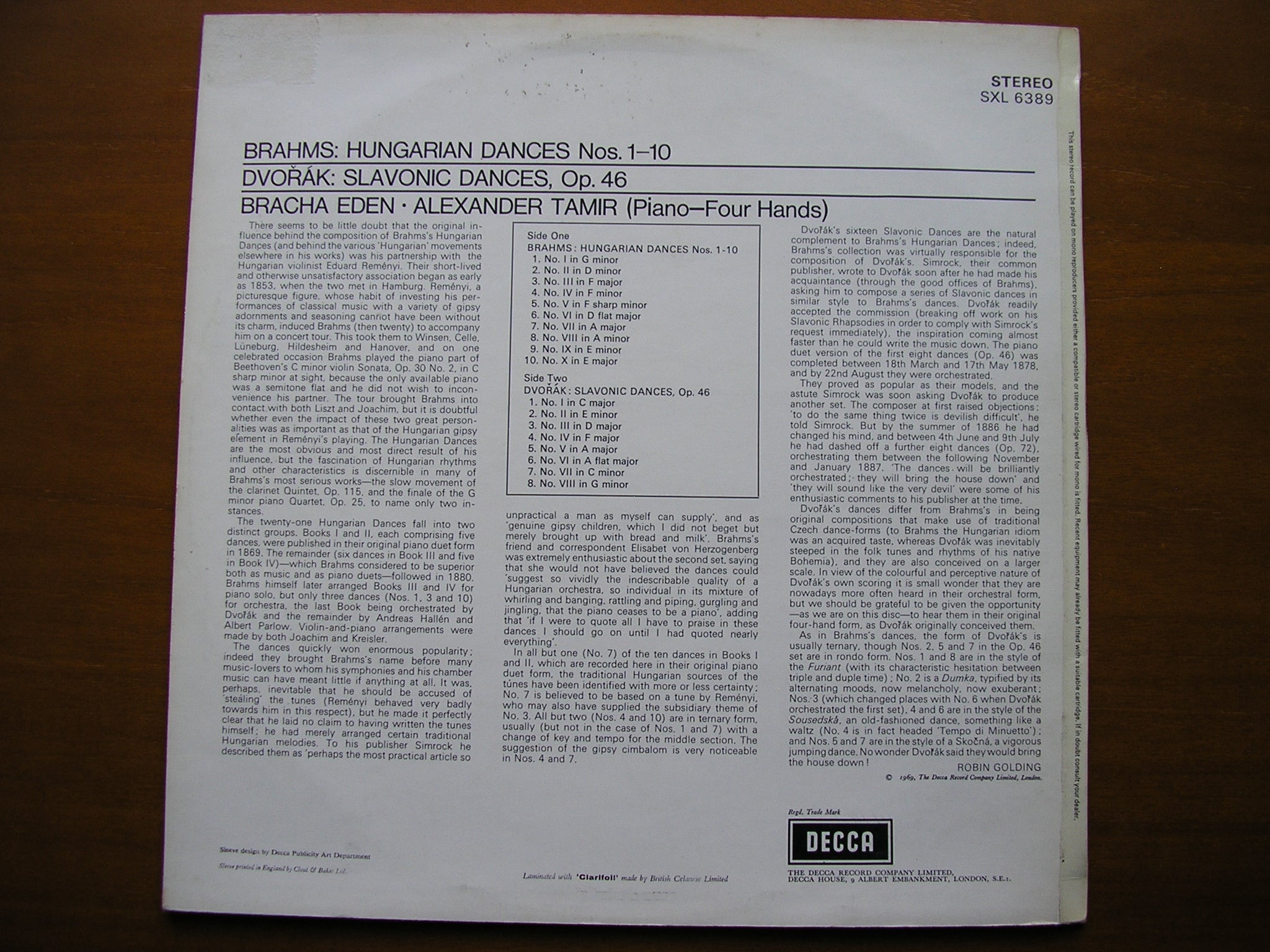 SXL 6389 BRAHMS: HUNGARIAN DNCES / DVORAK: SLAVONIC DANCES     EDEN & TAMIR     ED3